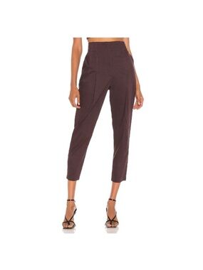 A.L.C. Davon Linen Blend High Waist Trouser Madjool Red Pleated Italian Fabric-4